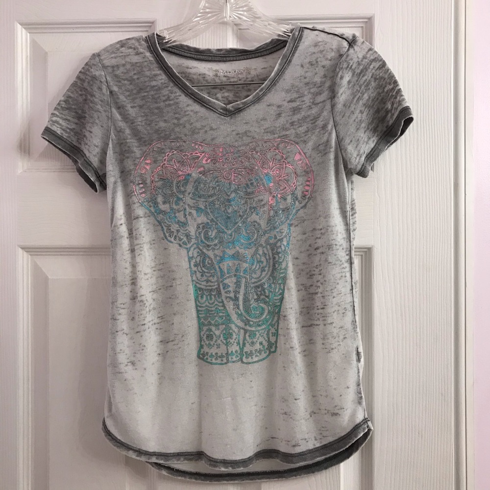 MUDD Girls Sheer Gray Elephant Top Size 12 Shirt